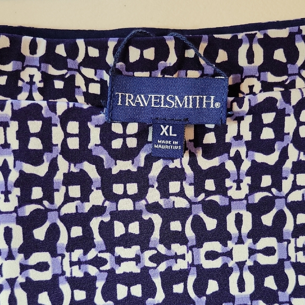 TravelSmith Geometric Sleeveless Top and Skirt size XL Blue/white/lilac